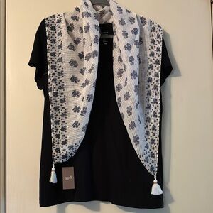 J.Jill border tassel scarf